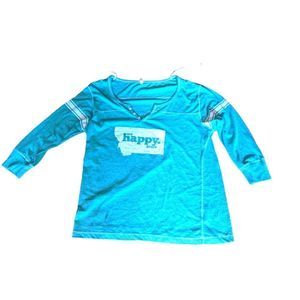 MV Sport Turquoise Women's Montana Happy Place Jersey  3/4 sleeve Top
